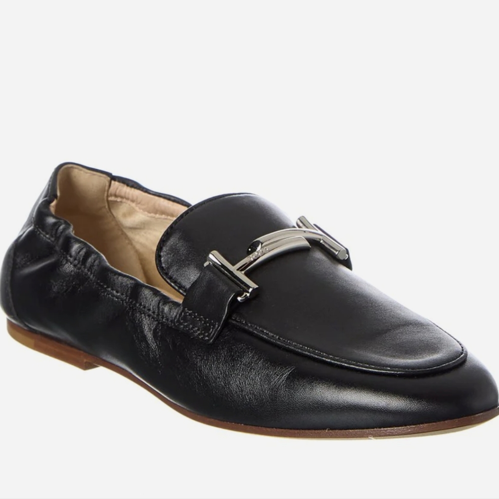 Tod's T-logo Black Leather Loafers